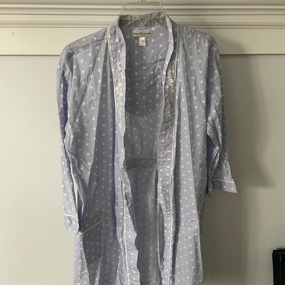 Paul Stuart Light Blue Polka Dot Women’s Robe